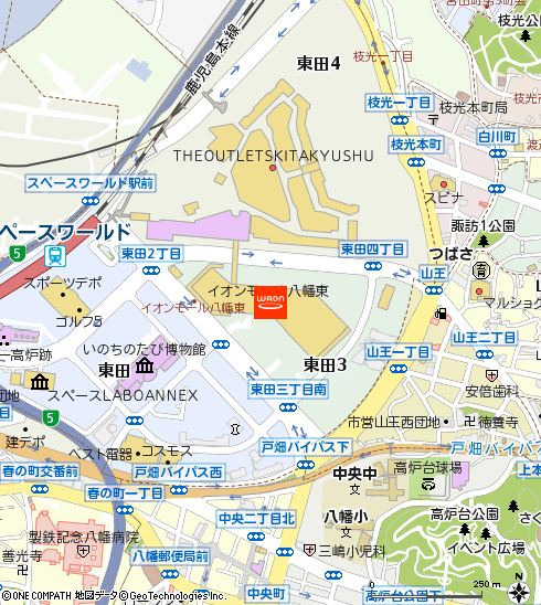 イオン八幡東店付近の地図